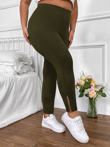 Taglie Forti Leggings monocolore vita alta
